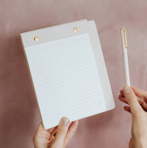 Custom Leather PU Gold Foil Personalised <strong>Refillable</strong> Notepad Undated Planner Writing <strong>Pad</strong> With a Pen - Product Image 2