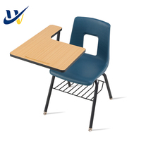 Chaise d'étudiant avec bureau intégré pour salle de classe, mobilier scolaire, chaise de formation en plastique et métal avec tablette intégrée pour écoles et bureaux