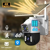 Caméra Réseau Solaire V380 PRO HD 4G à Double Objectif, Détection de Mouvement, Suivi Automatique, PTZ, Carte SIM, Batterie Faible Consommation 12000 mAh