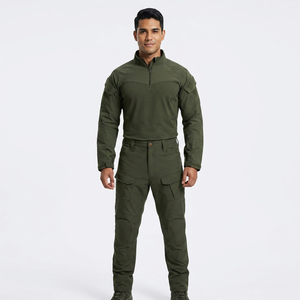 SF31 711 Tactical Green Outdoor Training <b>Suit</b> <b>Set</b> 2Pcs Nylon Breathable All Season Cargo Style With Multiple Pockets - Product Image 2