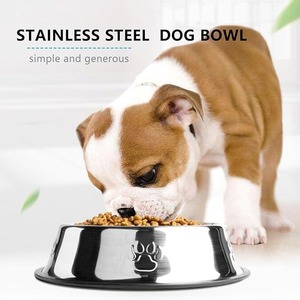 Han Kemiao Bol pour chien en acier inoxydable, style empreinte de patte, antidérapant, durable, pour chiens et chats - Product Image 3