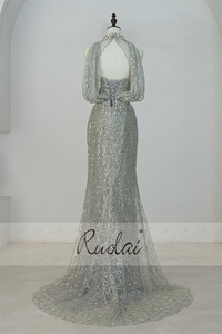 Ruolai LWC6909 Sexy di lusso con cavezza manica corta merenade abiti da ballo donna festa da sera con perline da sera con paillettes <span class=keywords><strong>abito</strong></span> da sera - Product Image 3