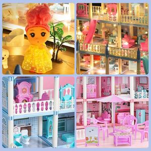 Bricolage pour enfants princesse maison de poupée cadeau d'anniversaire pour petites filles Mini jouet Simulation scène rêve château Villa lumière plastique - Product Image 3