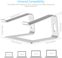 Support ergonomique pour ordinateur portable en aluminium, support d'ordinateur portable compatible, support de rehaussement détachable pour ordinateur portable, support pour MacBook 10-15.6 pouces