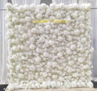 O-W011 Panel de Flores Enrollable de 8 pies x 8 pies, Decoración para Eventos y Bodas, Pared de Flores Artificiales, Decoración de Pared de Rosas de Seda