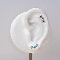 Piercing d'oreille en titane ASTM F136 classique 16G avec zircon étoile, clou à dos plat pour cartilage, tragus, hélix, conque, labret, bijoux de corps