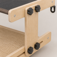 Lit suspendu pour chat YAOYUE, double couche, cadre en bois avec maille noire et tissage en sisal, hauteur réglable, fixation murale sans perçage, perchoir pour animaux de compagnie
