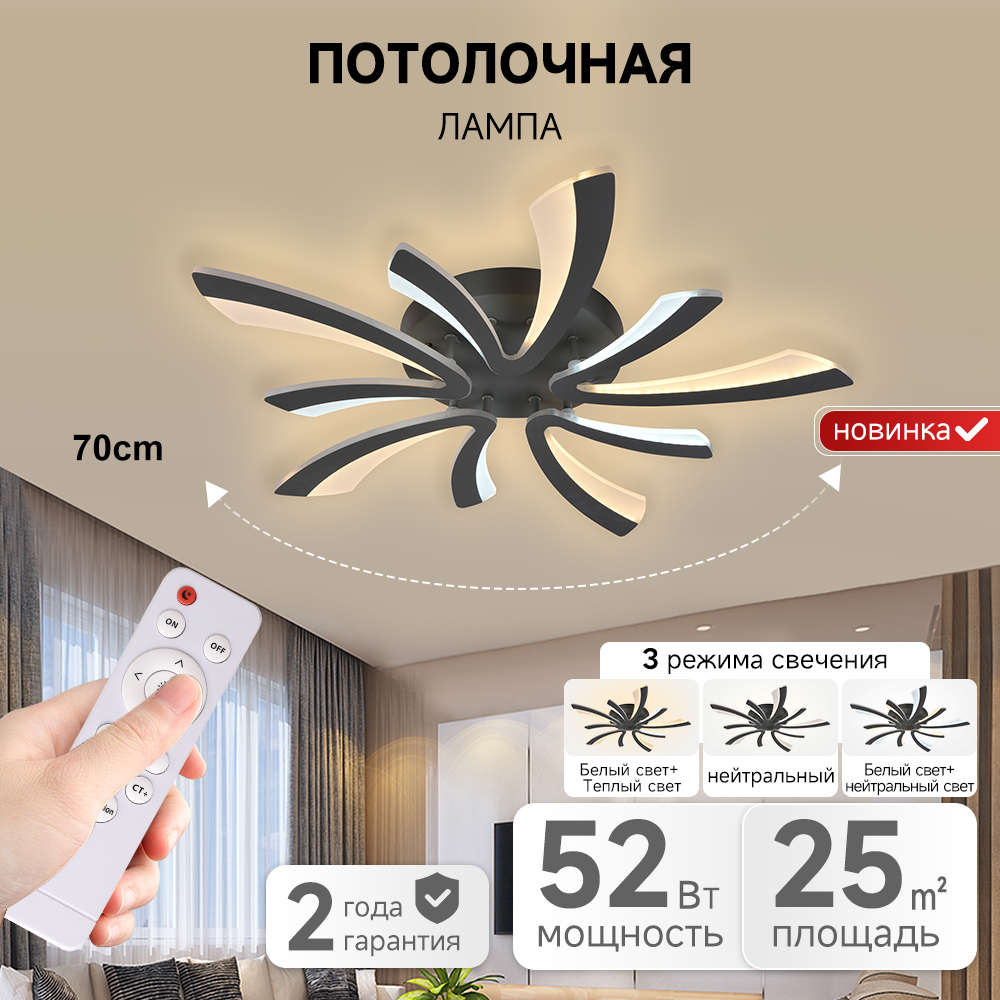 Hot Sale Ceiling Lamp Modern Fancy Lights Indoor Home Bedroom Decoration Acrylic Smart 52W Smart Led Ceiling Light