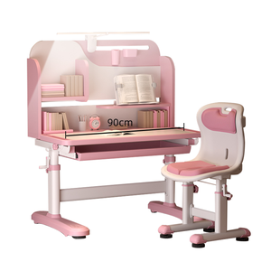 Table d'étude ergonomique pour enfants avec étagères, <span class=keywords><strong>bureau</strong></span> d'école réglable en hauteur et ensemble de chaises, bureaux d'étude à domicile pour étudiants - Product Image 3