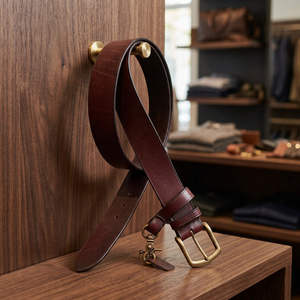 European Style 100% Original Cow Hide <b>Belts</b> Steel Rectangular Buckle Waterproof Durable Eco-Friendly <b>Vintage</b> Casual Men's - Product Image 1