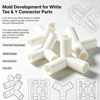 Connecteur en plastique blanc moulé par injection, en forme de T et en Y, raccord de tuyauterie à trois voies pour les projets d'assemblage de pipelines