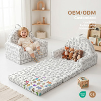 Canapé individuel pliable 2-en-1 OEKO-TEX pour enfants avec protection zippée et connexion fluide pour le dessin et la peinture DIY