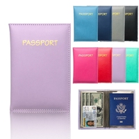 Mode changement de couleur PU cuir passeport carte d'identité étui multi-carte fonction or estampage forme carrée Protection de voyage