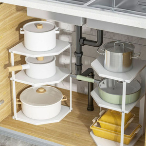 OWNSWING Organisateur de cuisine en forme d'éventail Support de <span class=keywords><strong>rangement</strong></span> d'angle pour assaisonnements <span class=keywords><strong>sous</strong></span> l'évier Étagère de <span class=keywords><strong>rangement</strong></span> triangulaire multicouche - Product Image 5