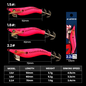 Esche da Pesca Luminose LETOYO di Alta Qualità 1.5# 1.8# 2.2# in ABS per Calamari, Ideali per Spigola e Salmone, Ispirate alle Totanare Yamashita Egi Shrimp - Product Image 3