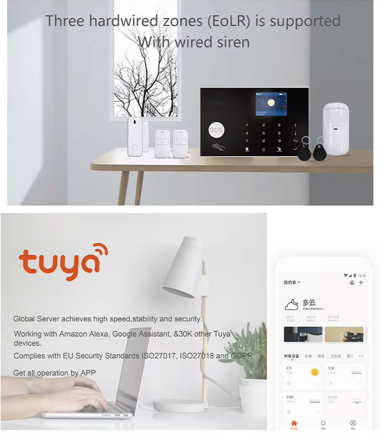 TY-108 Tuya Smart WIFI 2G/4G GSM Home Security Alarm System Burglar Kit Wireless Wired With Google Alexa Camera House Protection · image 4