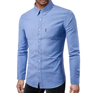 Camisa oxford de manga comprida masculina, camisa casual de tamanho grande para trabalho, formal para homens
