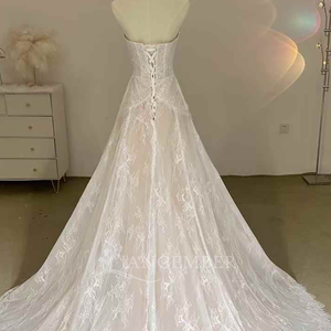 Vestido de Novia Estilo Sirena Bohemio con Apliques de Encaje, Diseño Real, Perlas y Flores Lsjj33 - Product Image 5