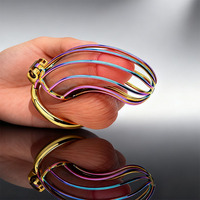 Cage de chasteté en métal colorée, jouets sexuels masculins, cage à pénis avec serrure dissimulée, 2 clés, respirante, confortable, 100% étanche
