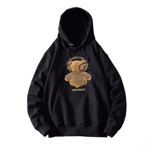 Bear Series 3D brodé pull décontracté à capuche hiver tricoté motif solide impression numérique jeunes hommes ample surdimensionné - Product Image 2