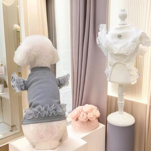 ชุดเดรสสัตว์เลี้ยงสีลูกกวาด ระบายอากาศได้ดี แขนบาน คอสูง แต่งขอบลูกไม้ สำหรับสุนัขและแมว - Product Image 6