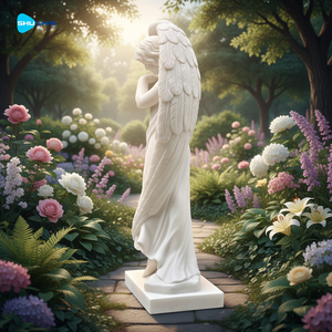 Statua di Angelo in Marmo Bianco per Preghiera, Decorazione per Chiesa, Villa e Giardino, Scultura di Angelo in Marmo in Stile Classico Europeo - Product Image 4