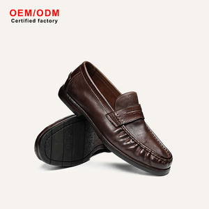 OEM Custom Horsehide Goodyear Welt Loafers Slip-on Pointed Comfort Business Casual Men's Genuine Leather Shoes Height Increasing - Product Image 1