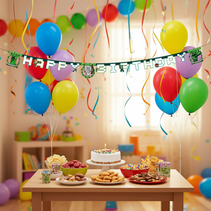 Bannière en papier Minecraft Joyeux Anniversaire 2M Décoration de fête 2 pièces par sachet - Product Image 1