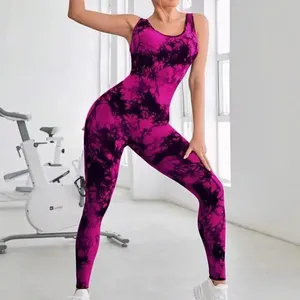 King Mcgreen Star Tie-Dye Damen Yoga gerippter einteiliger Tank-Top Jumpsuit ärmelloser Sport-Jumpsuit