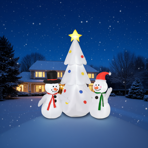 Árbol inflable de Navidad con luces LED y muñecos de nieve, decoración navideña para exteriores de 6 pies, decoración para fiestas en casa, modelo D0100X35ALP - Product Image 2