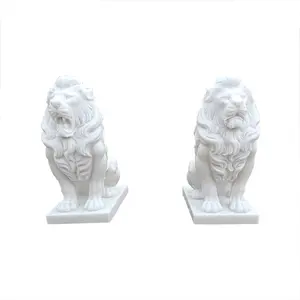 제조자 직매 실물 크기 백색 대리석 정문 사자 동상 조각품