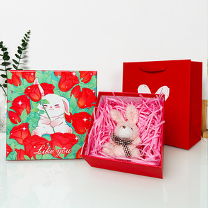 Red Heart <b>Gift</b> <b>Box</b> With Handle Rigid Paperboard <b>Box</b> Four Color Printing Like You Bunny Rose Design For <b>Gift</b> Packaging - Product Image 5