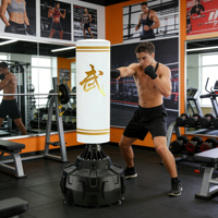 Saco de Boxeo de Cuero PU de Alta Calidad con Logotipo Personalizado, Equipo de Entrenamiento Deportivo Moderno, Saco de Boxeo Independiente con Relleno de EPE, Duradero