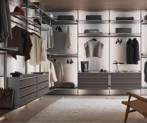 Minimalista passeggiata nell'armadio organizzatore di stoccaggio costruito in camera da letto armadio moderno a forma di L armadio in legno massiccio per appendere i vestiti - Product Image 1