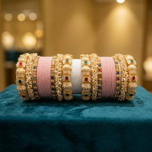 PADMAWATI <b>BANGLES</b> PRIVATE LIMITED Luxury Tungsten Gold Plated Multi Color High Quality Women's <b>Bangles</b> <b>Set</b> Indian Bridal Party - Product Image 2