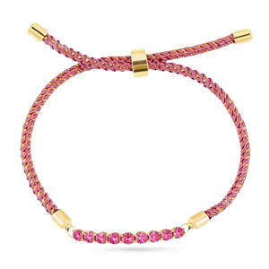 Braccialetto EDGE Personalizzato con Cordoncino Intrecciato Rosa Regolabile e Charm in Cristallo Placcato Oro, Gioiello Elegante da Donna - Product Image 3