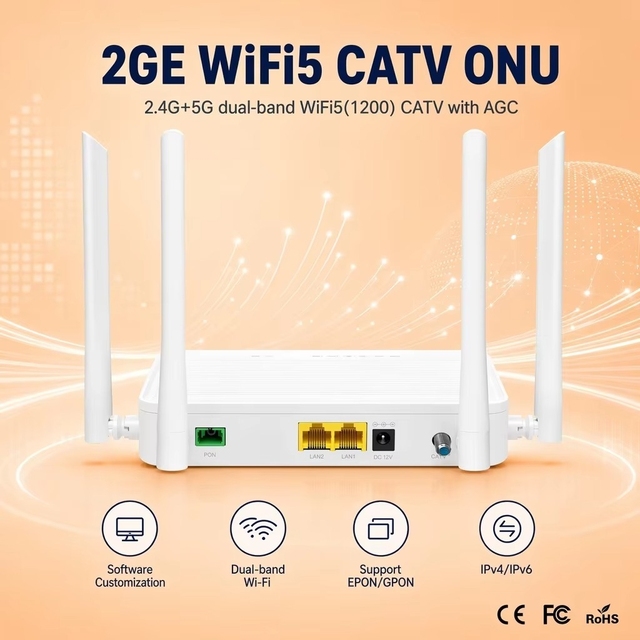 Wolck FD712GD-R460 C-data 2GE+CATV+2WIFI XPON ONU ONT Modem with RF for FTTH Networks