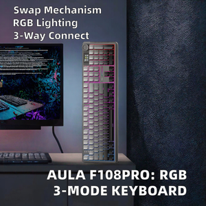 AULA F108 Pro Mechanical 108-<strong>Key</strong> Customized Hot-Swap RGB Wired/USB/BT/2.4G Wireless Three-Mode Connection Desktop <strong>Keyboard</strong> - Product Image 2