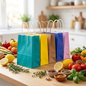 Bolsas de Compra de Papel Kraft Ecológicas y Duraderas con Impresión Personalizada, Venta al por Mayor - Product Image 1
