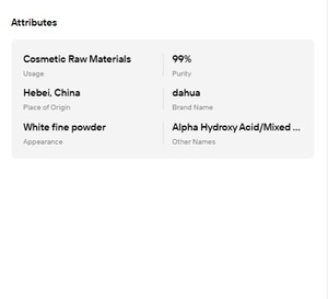 Ácido Alfa Hidroxi (AHA) en Polvo 99% de Alta Pureza, Ácido de Frutas Mixto para Nutrir y Blanquear la Piel - Product Image 6