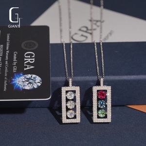 Colgante de Moissanita Redonda con Corte Brillante, Plata 925, VVS, Diseño de Semáforo, Joyería Fina Personalizada de Hip Hop para Hombre, Colgante de Diamante de Moissanita - Product Image 5