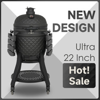 Barbecue Kamado mobile en céramique de 55 cm en acier inoxydable avec pierres précieuses, de taille maximale, pour extérieur, le plus vendu et très apprécié (SEB)