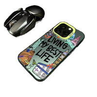 Conception de dessin animé à la mode pour étui iPhone pour 14 15 17 PRO MAX comprenant une poignée de téléphone Protection contre les chocs citation de voyage sac OPP