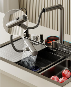 Rechteckige Nano Bionic Honeycomb Große Einzel waschbecken Digital anzeige Einteilige Wasserfall-Küchen spüle mit Schrank waschanlage - Product Image 2