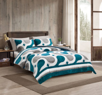 SMILING HOME Ensemble de couette d'hiver luxueuse et moelleuse personnalisable en polyester double face Sherpa, style américain, lavable, 3 pièces