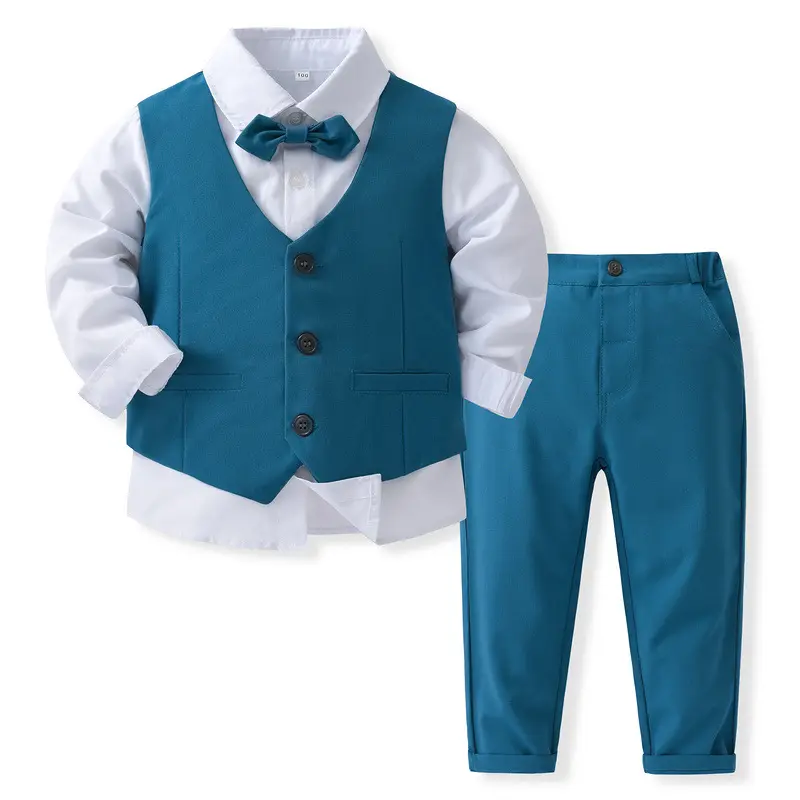 Baby Boy Trouwkleding Ring Drager Outfit Formele Pak Kids Set Kinderfeest Kleding Gentleman Boy Kleding Set Verjaardag