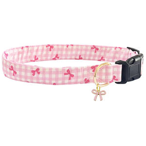 Lindo <span class=keywords><strong>collar</strong></span> de perro con diseño de lazo rosa con amuleto de pajarita <span class=keywords><strong>Collar</strong></span> ajustable para mascotas para perros pequeños, medianos y grandes - Product Image 4
