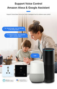 ปลั๊กไฟอัจฉริยะ Tuya Smart Home Wifi พร้อมกระจกนิรภัย ปลั๊กไฟติดผนังอเนกประสงค์ ควบคุมด้วยเสียง Alexa ปลั๊กไฟติดผนังอัจฉริยะพร้อมพอร์ต USB - Product Image 2