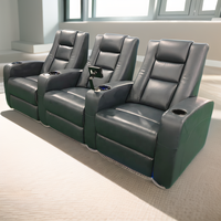 Sofá Personalizado para Cine en Casa, Asientos de Cuero Genuino, Silla Reclinable Eléctrica con Soporte para Tablet, para Sala de Cine Privada