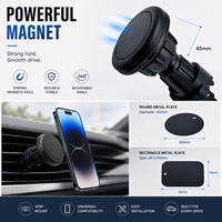Support de téléphone universel magnétique télescopique à ventouse pour grille d'aération de voiture 3-en-1 avec bras télescopique et ventouse